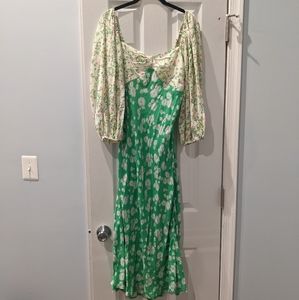 Rixo x Target Green and White Floral Printed Dress